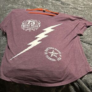 75th anniversary Daytona Beach bike week 2016 Purple Tee with Lightning Bolt